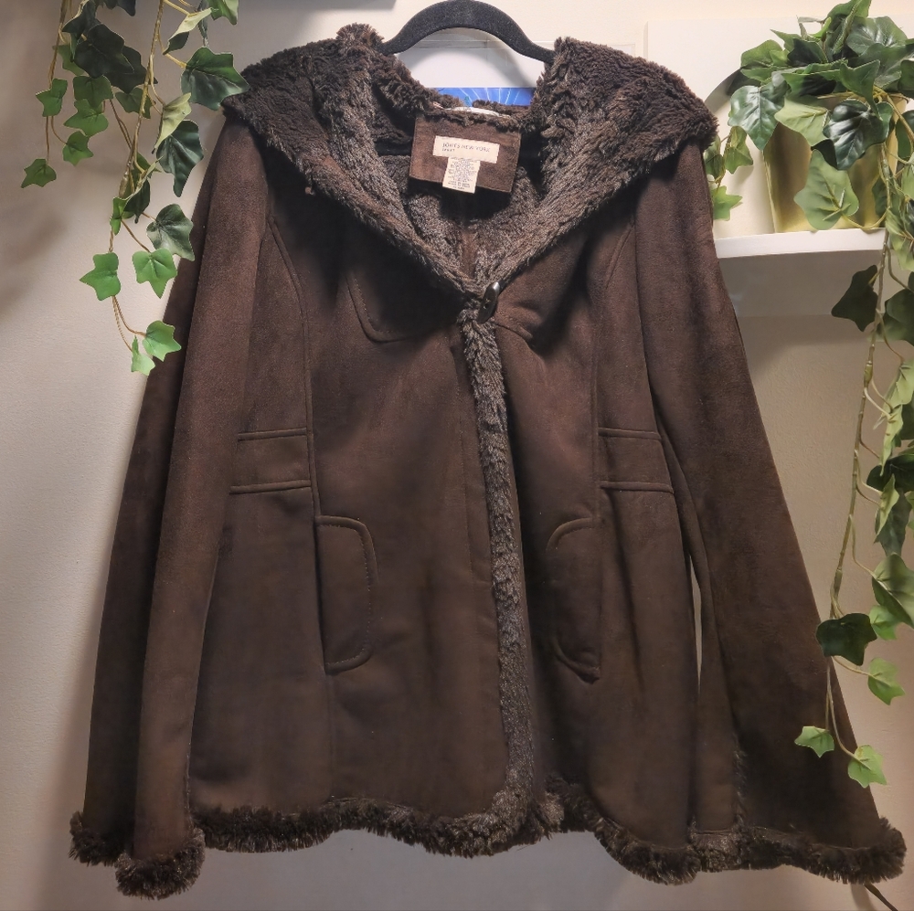 Brown Faux Fur Lined Women's Coat